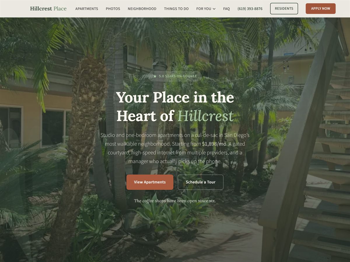 The Hillcrest Place website