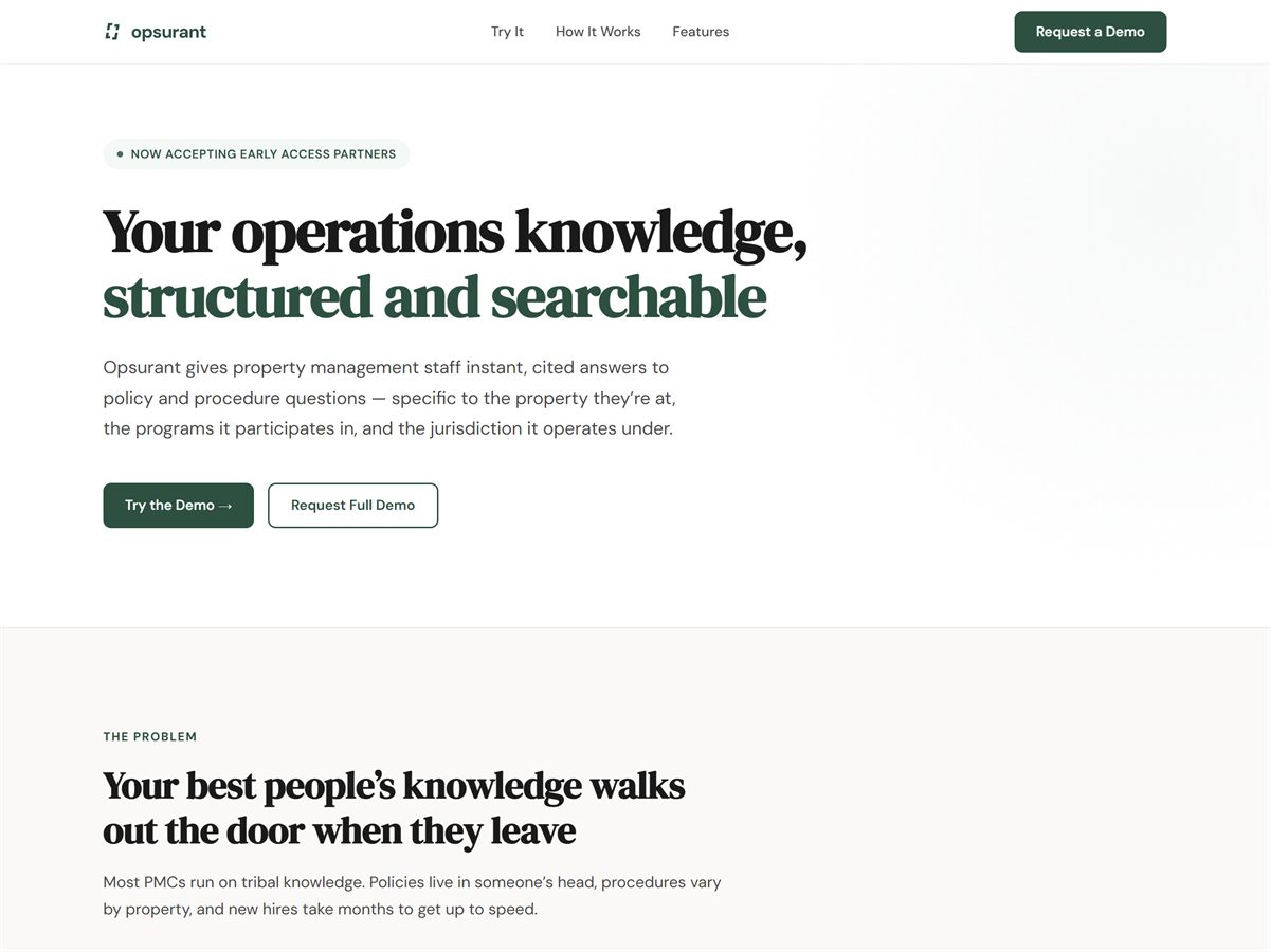 The Opsurant homepage
